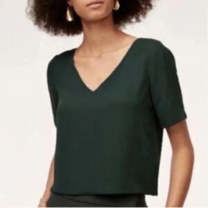 Aritzia Babaton Randy Blouse Dark Green
